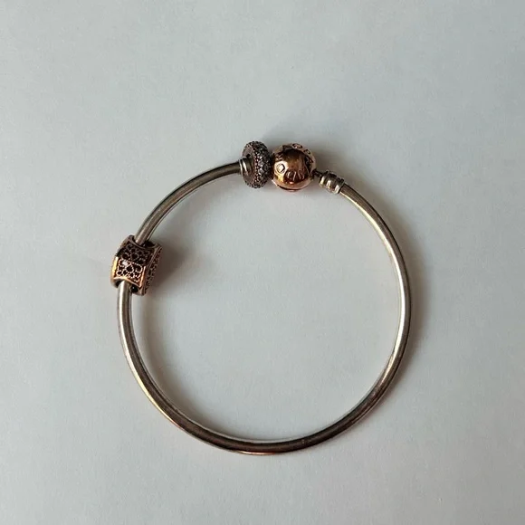 Rose Gold Pandora Bangle Bracelet - Picture 3 of 8